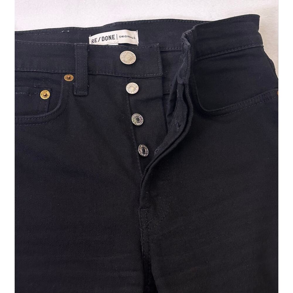 RE/DONE Originals 70s Straight Leg Jet Black Raw Hem Jeans Size 25 High Rise - Picture 5 of 14